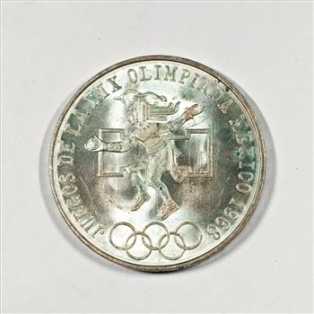 1968 Mexico Olympic Silver 25 Pesos High Grade Uncirculated