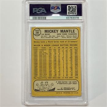 1968 Topps Mickey Mantle Hall of Fame Yankees Card Graded Good by PSA