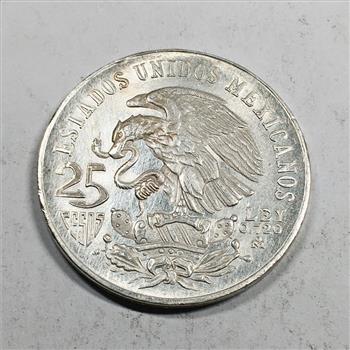 1968Mo Mexico Silver Olympiad 25 Pesos Coin