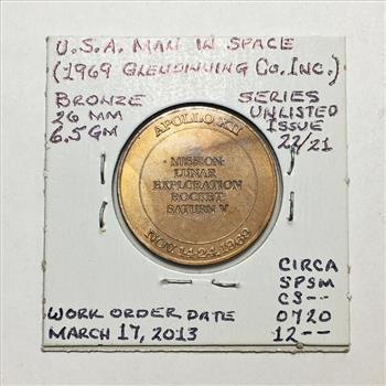 1969 US Man in Space Medallion*Apollo XII*Bronze*26mm