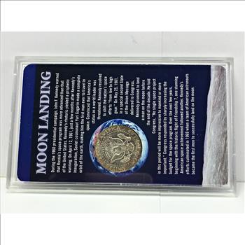 1969-D Kennedy Half Dollar and 1969 10c First Man on the Moon Commemorative Stamp*In Custom Holder