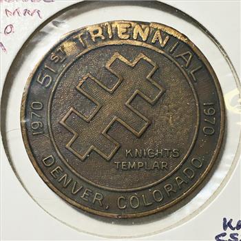 1970 Apollo 11 Commemorative Medallion*Knight's Tmplar*Bronze*33mm