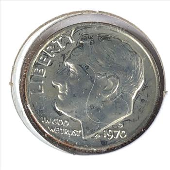 1970 D Double Die Reverse Roosevelt Dime Error Coin Tough Coin to Find