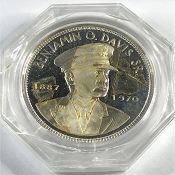 1970 Proof Sterling Silver Benjamin O. Davis, Sr. Medallion*26.5 Grams .925 Silver*Franklin Mint*In Custom Holder