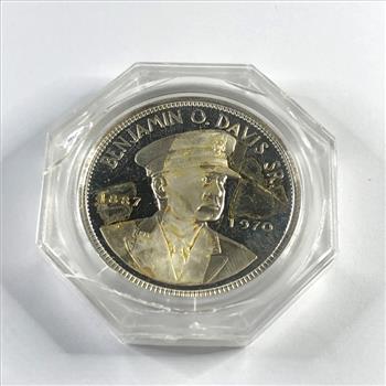 1970 Proof Sterling Silver Benjamin O. Davis, Sr. Medallion*26.5 Grams .925 Silver*Franklin Mint*In Custom Holder