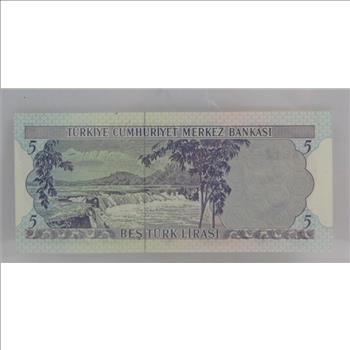 1970 Turkey 5 Lirasi - Crisp Uncirculated Bank Note