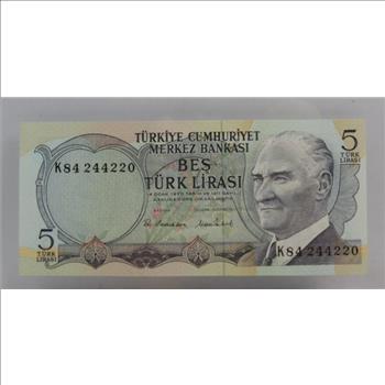 1970 Turkey 5 Lirasi - Crisp Uncirculated Bank Note