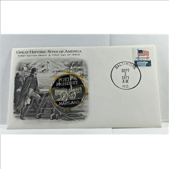 1971 Approx. 1oz Sterling Silver First Edition Proof Commemorative*First Day of Issue*FDC w/ Stamp*Ft. McHenry, MD