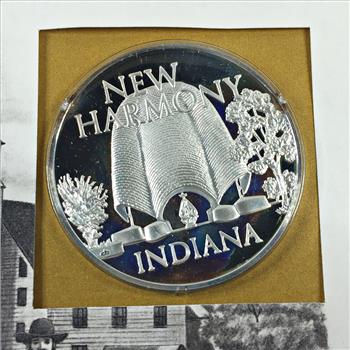 1971 Approx. 1oz Sterling Silver First Edition Proof Commemorative*First Day of Issue*FDC w/ Stamp*New Harmony, IN