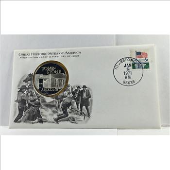 1971 Approx. 1oz Sterling Silver First Edition Proof Commemorative*First Day of Issue*FDC w/ Stamp*Tombstone, AZ