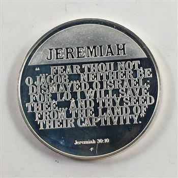 1971 Commemorative Sterling Silver Jewish Rounds*Jeremiah*25.4 Sterling*DCAM Proof*Franklin Mint