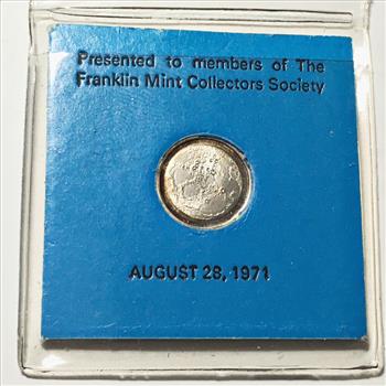 1971 Silver Coin Made From the Silver Carried to the Moon on Apollo 14 w/ COA