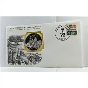 1971 Sterling Silver First Edition Proof Commemorative*First Day of Issue*FDC w/ Stamp*Carmel Mission, CA