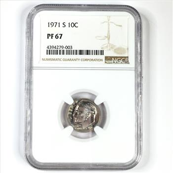 1971-S Proof Roosevelt Dime*Graded PF67 by NGC