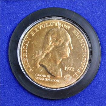 1972 American Revolution Bicentennial Bronze Medallion*George Washington*Sons of Liberty*In Display Case
