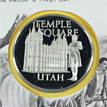 1972 Approx. 1oz Sterling Silver First Edition Proof Commemorative*First Day of Issue*FDC w/ Stamp*Temple Square, UT