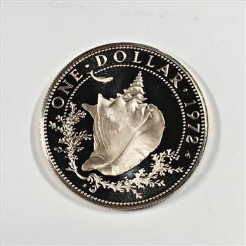 1972 Bahama Islands Silver Proof Dollar Coin Conch Shell