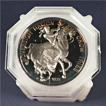 1972 The Crow People's History, .80oz .999 Silver Medallion and Signature of the Tribal Chairman*Numbered