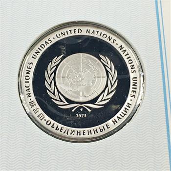1973 Sterling Silver First Edition Proof of United Nations Namibia Commemorative Medal*With Original Stamp on FDC
