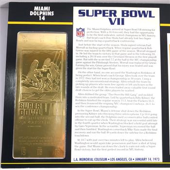 1973 Super Bowl VII Gold Foil Ticket Replica*Dolphins & Redskins*On 9