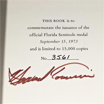 1973 The Florida Seminole People's History, .80oz .999 Silver Medallion and Signature of the Tribal Chairman