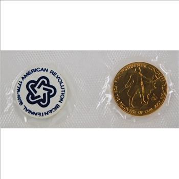 1974 American Revolution Bicentennial First Day Cover*With Bronze Medal and Four 10c Stamps