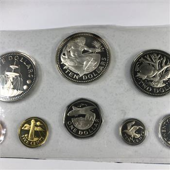 1974 Barbados Silver Coinage Set*Eight Coins in Original Cellophane Packet with COA*Struck by the Franklin Mint