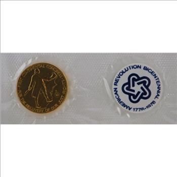 1974 Revolution Bicentennial First Day Cover*With Bronze Medal and Four 10c Stamps*Philadelphia Postmark