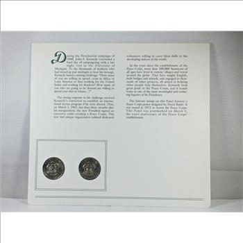 1974-D & P Kennedy Half Dollars & 2 Stamps*Encased in 9