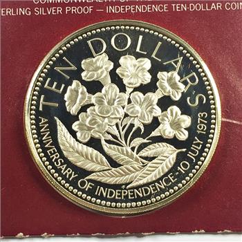 1975 $10 Independence Day Coin of the Bahamas*1.5+ oz Sterling Silver*Original Packaging with COA *Franklin Mint