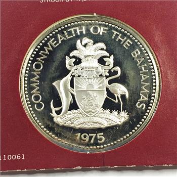 1975 $10 Independence Day Coin of the Bahamas*1.5+ oz Sterling Silver*Original Packaging with COA *Franklin Mint