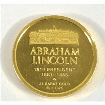 1975 24K Gold Abraham Lincoln Commemorative Medallion*.0579oz AGW*1/2