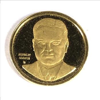 1975 24K Gold Herbert C. Hoover Commemorative Medallion*.0579oz AGW*1/2