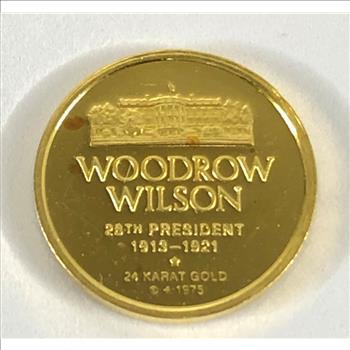 1975 24K Gold Woodrow Wilson Commemorative Medallion*.0579oz AGW*1/2