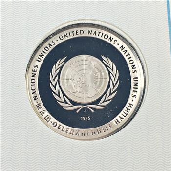1975 Sterling Silver First Edition Proof of United Nations Namibia Commemorative Medal*With Original Stamp on FDC