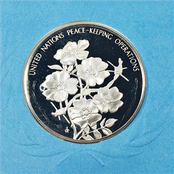 1975 Sterling Silver First Edition Proof of United Nations Peace-Keeping Commemorative Medal*With Original Stamp on FDC