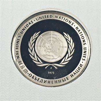 1975 Sterling Silver First Edition Proof of United Nations Peace-Keeping Commemorative Medal*With Original Stamp on FDC