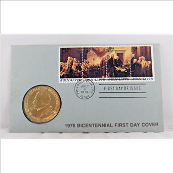 1976 American Revolution Bicentennial Medal First Day Cover Plus Four 13c Stamps