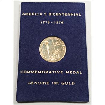 1976 America's Bicentennial Genuine 10K Gold Commemorative Medal*1.664 Grams Total