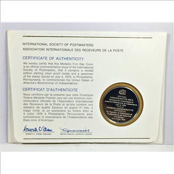 1976 Approx. 1oz Sterling Silver Proof First Edition US Bicentennial Commemorative*Declaration FDC Stamps*Franklin Mint