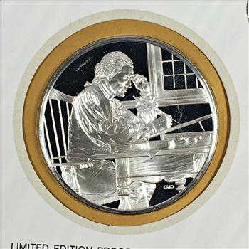 1976 Approx. 1oz Sterling Silver Proof First Edition US Bicentennial Commemorative*Declaration FDC Stamps*Franklin Mint