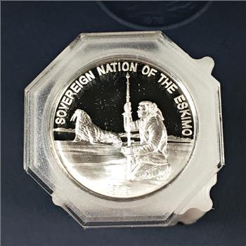 1976 The Eskimo People of Savoonga History, .80oz .999 Silver Medallion and Signature of the Tribal Chairman