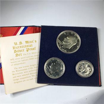 1976 United states Bicentennial Silver Proof Set*Three Coin Set in Original Packaging