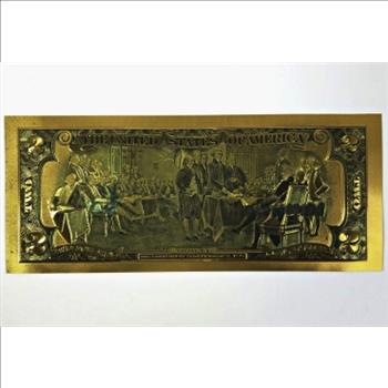 1976 US Bicentennial Gold Foil 2 Dollar Commemorative Banknote