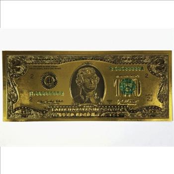 1976 US Bicentennial Gold Foil 2 Dollar Commemorative Banknote