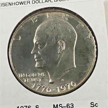 1976-S Type 1 Silver US Bicentennial Commemorative Eisenhower Dollar*Deep Cameo