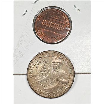 1976-S US Bicentennial Washington Quarter and 1976 US Bicentennial Lincoln Head Memorial Cent*High Grade
