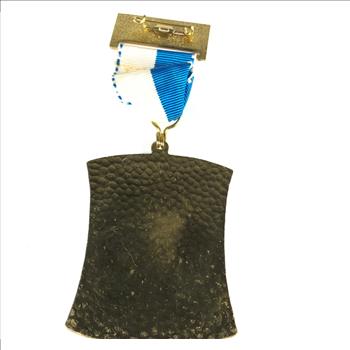 1977 German Hiking Marathon Medal Gilt and Pewter Blue and White Ribbon