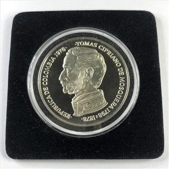 1978 Columbia Proof Silver 750 Pesos Conservation-Hummingbird Commemorative Coin*In Protective Capsule