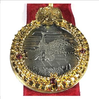 1978 German Hiking Marathon Medal Gilt and Pewter Red Velvet Ribbon